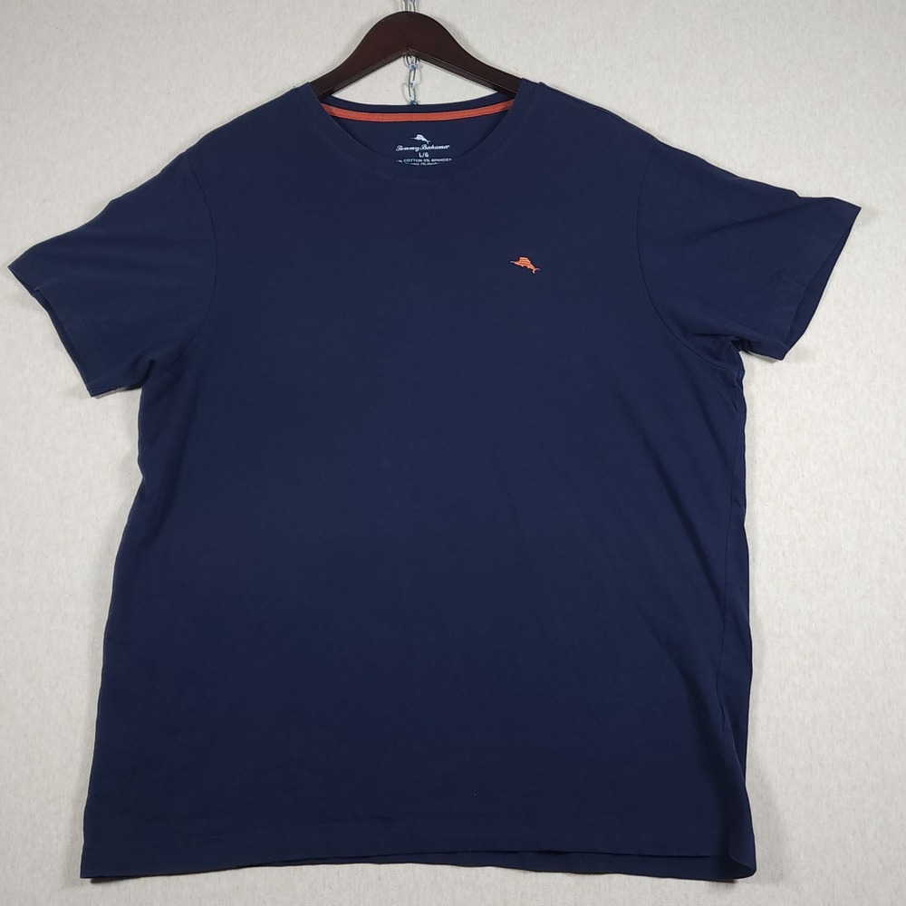 Tommy Bahama TB61925T Stretch Cotton Tee Mens Large Blue Short Sleeve Marlin